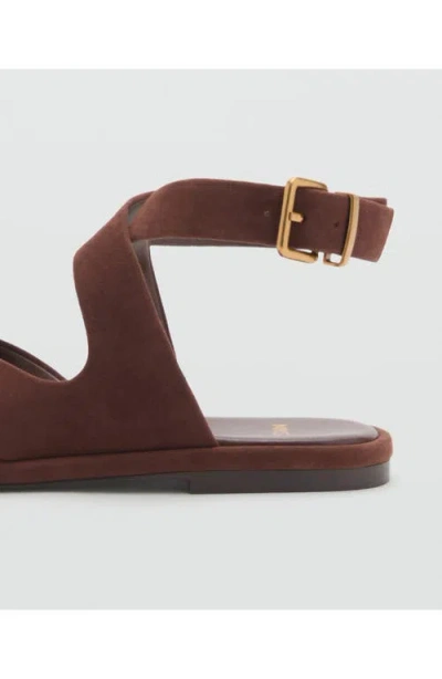 Mango Suede Straps Sandals Chocolate In Brown