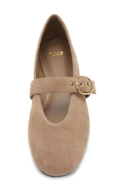 Mango Suede Leather Ballet Flats In Brown