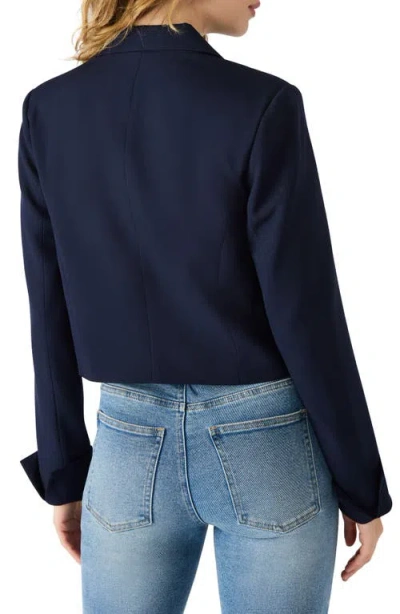 Steve Madden Rowane Double Breasted Crop Blazer In Blue