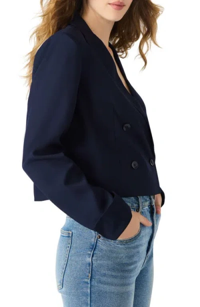 Steve Madden Rowane Double Breasted Crop Blazer In Blue