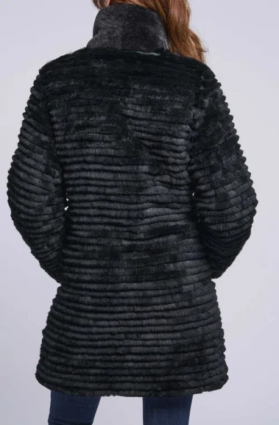 Blue Duck Down And Shearling Coat In Black