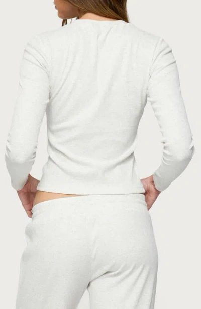 Edikted Cicilia Long Sleeve Ribbed T Shirt In White
