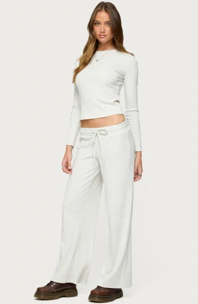 Edikted Cicilia Long Sleeve Ribbed T Shirt In White