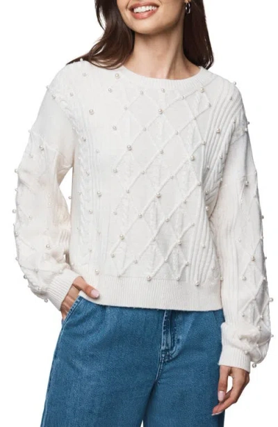 Splendid Demi Pearl Crewneck Sweater In White