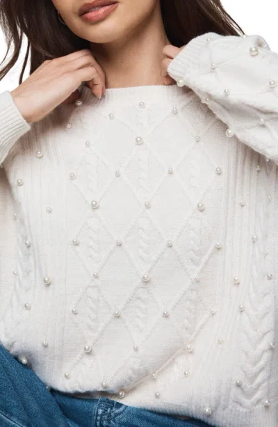 Splendid Demi Pearl Crewneck Sweater In White