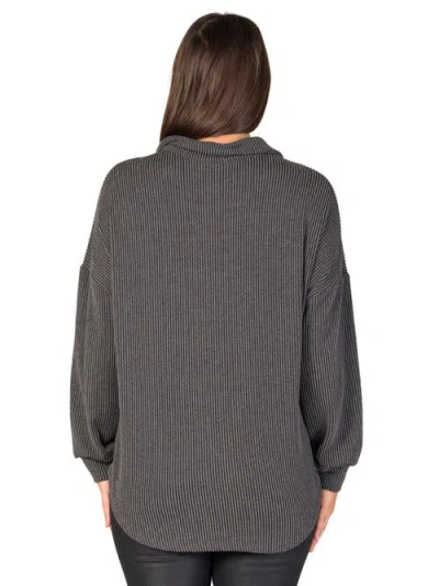 24seven Comfort Apparel Women's Ribbed Button Up Long Sleeve Collared Shirt Jacket In Multi