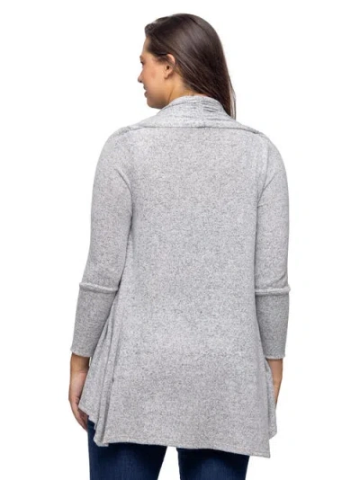 24seven Comfort Apparel Women's Open Front Long Sleeve High Low Cozy Cardigan In Gray