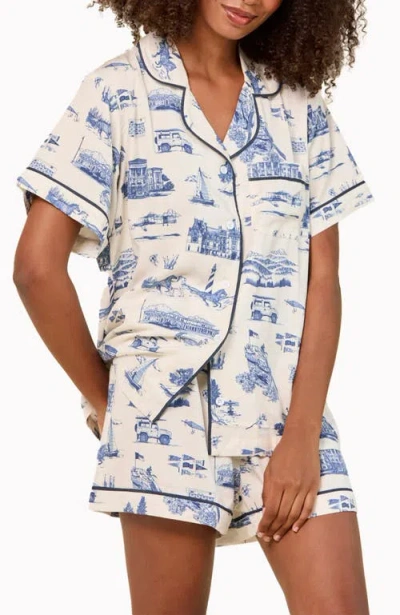 Katie Kime Nc Toile Short Set In Blue