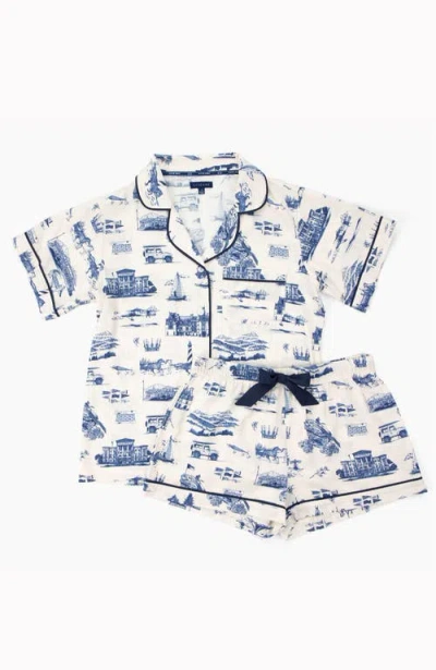 Katie Kime Nc Toile Short Set In Blue