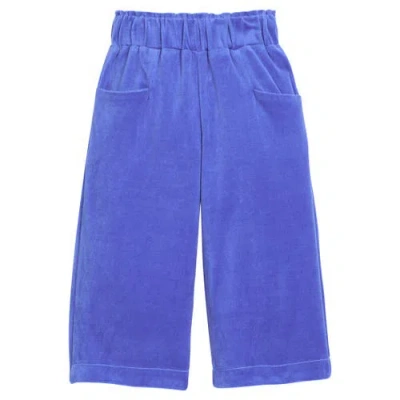 Bisby Kids' Cropped Velour Palazzo Pants In Blue