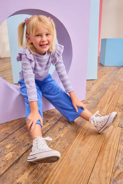 Bisby Kids' Cropped Velour Palazzo Pants In Blue