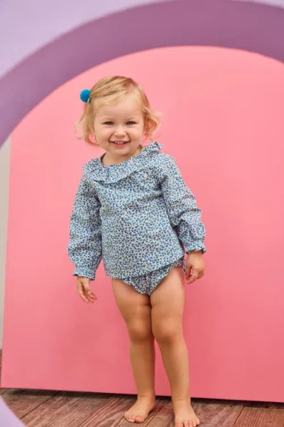 Bisby Kids' Floral Margaux Bloomer Set In Blue