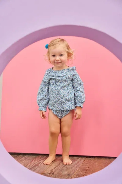 Bisby Kids' Floral Margaux Bloomer Set In Blue