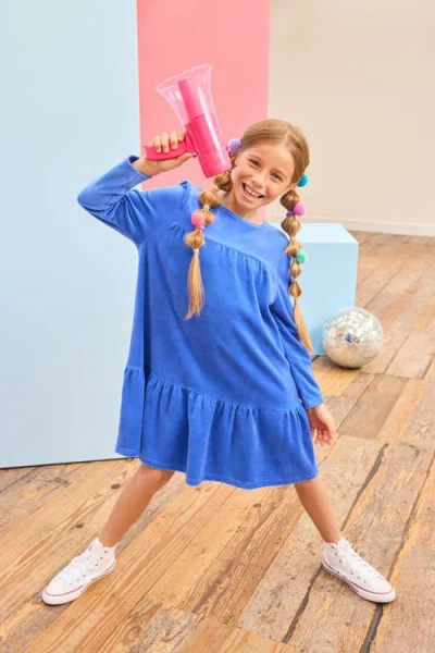 Bisby Kids' Velour Lisle Dress In Blue