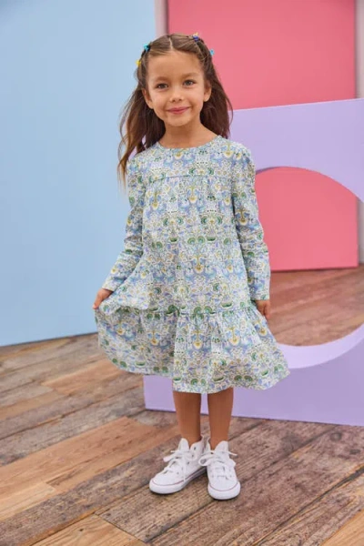 Bisby Kids' Floral Tiered Lisle Dress In Blue