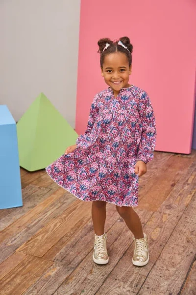 Bisby Kids' Long Sleeved Positano Dress In Purple