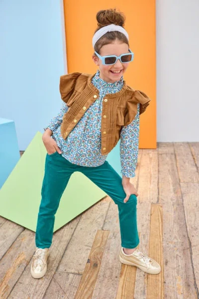 Bisby Kids' Velvet Twiggy Pants In Green