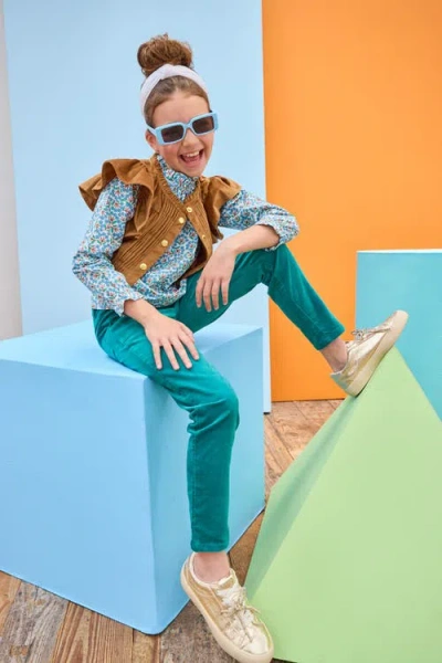 Bisby Kids' Velvet Twiggy Pants In Green