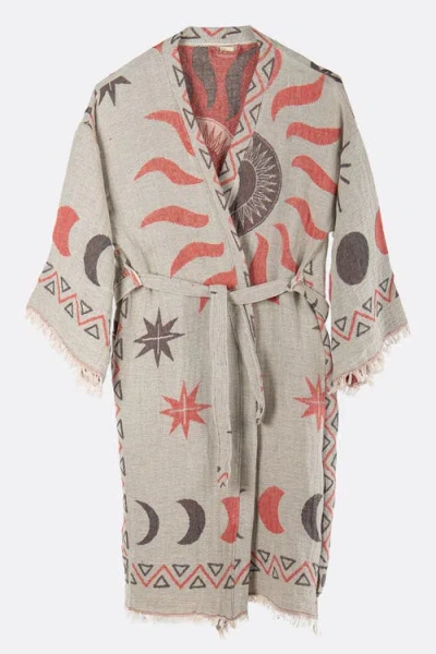 Forever & Always Shoes Evora Handmade Cotton Boho Kimono In Gray