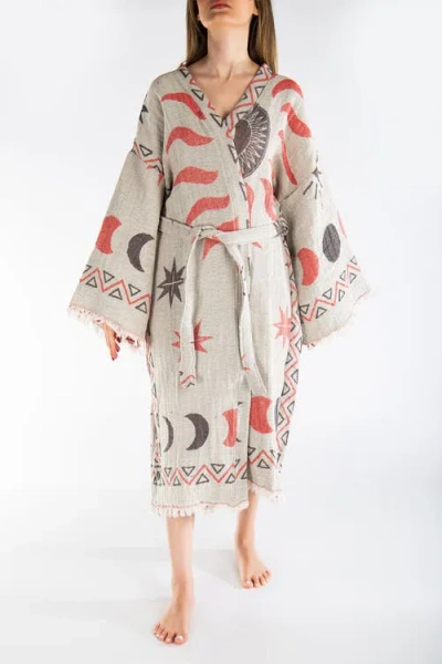 Forever & Always Shoes Evora Handmade Cotton Boho Kimono In Gray