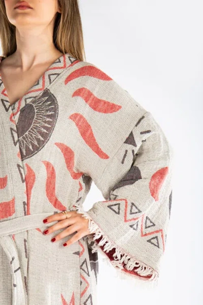 Forever & Always Shoes Evora Handmade Cotton Boho Kimono In Gray