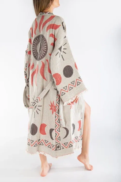 Forever & Always Shoes Evora Handmade Cotton Boho Kimono In Gray