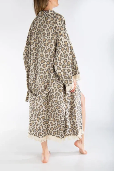 Forever & Always Shoes Calista Handmade Leopard Cotton Kimono In Neutral