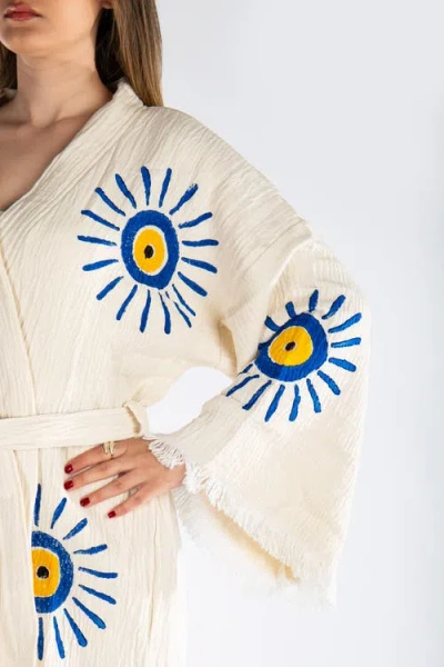 Forever & Always Shoes Solara Handmade Cotton Boho Kimono In White