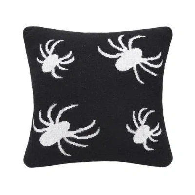 C & F Home C&f Home Halloween Spiders Themed Reversible Knit Small Petite Accent Pillow 12" X 12" In Black
