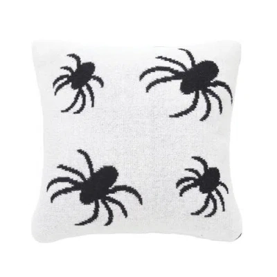 C & F Home C&f Home Halloween Spiders Themed Reversible Knit Small Petite Accent Pillow 12" X 12" In Black