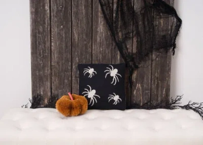 C & F Home C&f Home Halloween Spiders Themed Reversible Knit Small Petite Accent Pillow 12" X 12" In Black