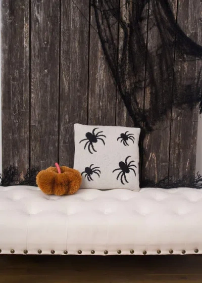 C & F Home C&f Home Halloween Spiders Themed Reversible Knit Small Petite Accent Pillow 12" X 12" In Black