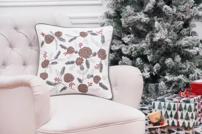 C & F Home C&f Home Pinecone & Berries Christmas Throw Pillow, 18" X 18" In Brown