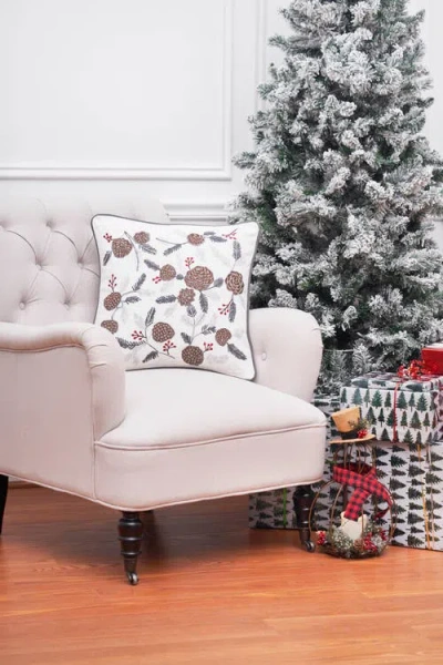 C & F Home C&f Home Pinecone & Berries Christmas Throw Pillow, 18" X 18" In Brown