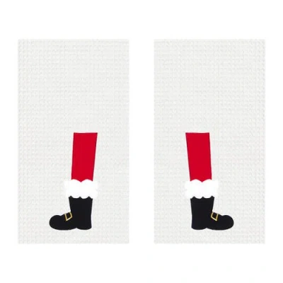C & F Home C&f Home Santa Boots Waffle Weave Kitchen Towel Set Of 2 In Red