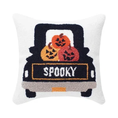 C & F Home C&f Home Pumpkin Truck Happy Halloween Hooked Throw Pillow, 3" X 18" In Multi