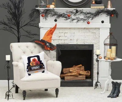 C & F Home C&f Home Pumpkin Truck Happy Halloween Hooked Throw Pillow, 3" X 18" In Multi