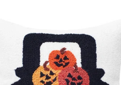 C & F Home C&f Home Pumpkin Truck Happy Halloween Hooked Throw Pillow, 3" X 18" In Multi