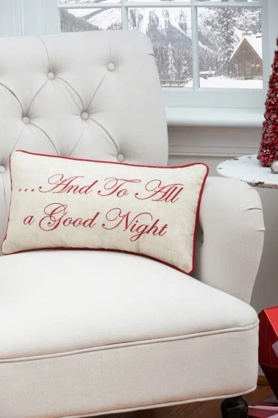 C & F Home C&f Home Christmas "and To All A Good Night" Embroidered Accent Pillow, 10" X 19" In Red