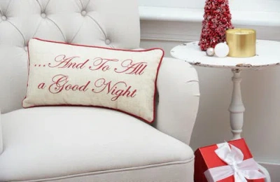 C & F Home C&f Home Christmas "and To All A Good Night" Embroidered Accent Pillow, 10" X 19" In Red