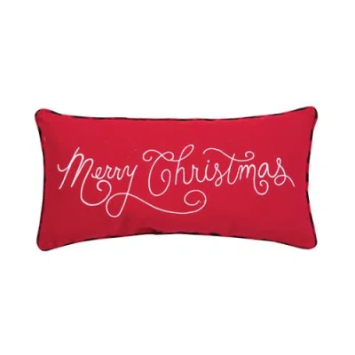 C & F Home C&f Home Merry Christmas Applique & Embroidered Small/petite Accent Pillow, 10" X 20" In Red