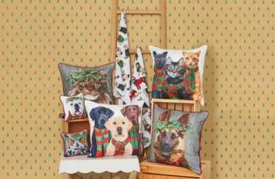 C & F Home C&f Home Cat Wearing Holly Crown Printed & Embellished Christmas Accent Pillow, 18" X 18" In Brown