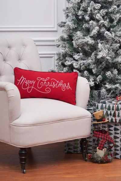 C & F Home C&f Home Merry Christmas Applique & Embroidered Small/petite Accent Pillow, 10" X 20" In Red