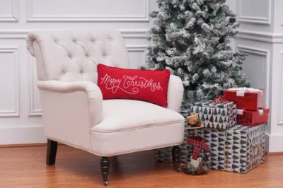 C & F Home C&f Home Merry Christmas Applique & Embroidered Small/petite Accent Pillow, 10" X 20" In Red