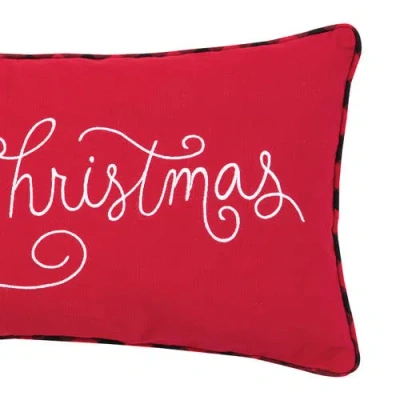 C & F Home C&f Home Merry Christmas Applique & Embroidered Small/petite Accent Pillow, 10" X 20" In Red