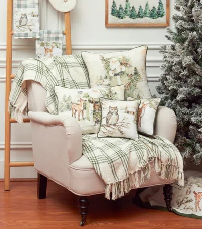 C & F Home C&f Home Snow Santa & Tree Throw Pillow, 18" X 18" In Green