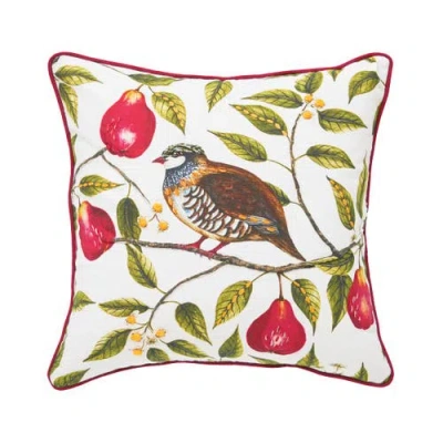 C & F Home C&f Home Partridge In A Pear Tree Printed & Embellished Christmas Throw Pillow, 18" X 18" In Multi