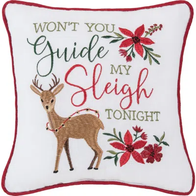 C & F Home C&f Home Guide My Sleigh Small Christmas Accent Pillow, 10" X 10" In Multi