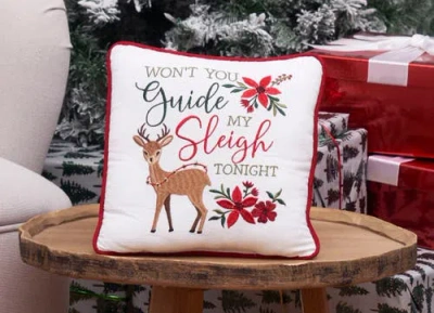 C & F Home C&f Home Guide My Sleigh Small Christmas Accent Pillow, 10" X 10" In Multi