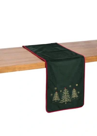 C & F Home C&f Home Christmas Tree Forest Table Runner 14" X 72" In Green